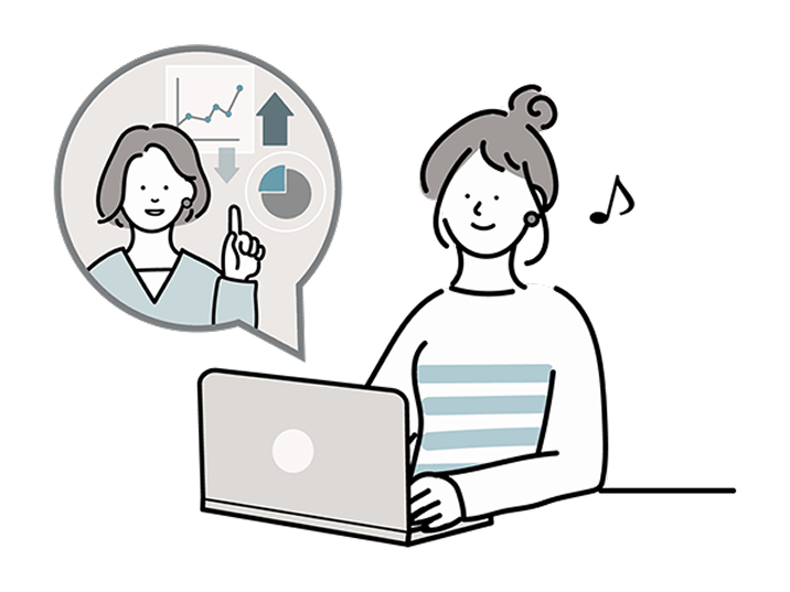 オンライン授業を受ける女性